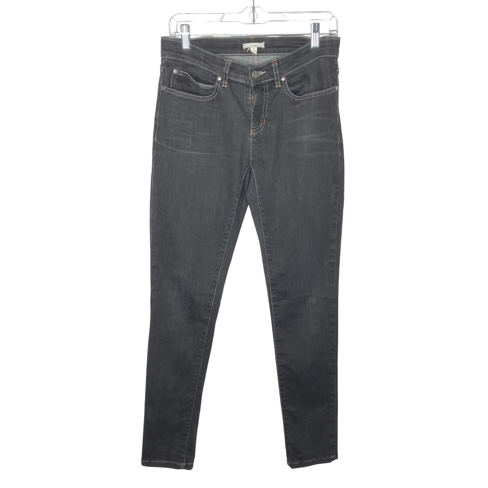 Eileen Fisher Black‎ Denim Taper Leg Jean Contrast Stitching Cotton Size 4